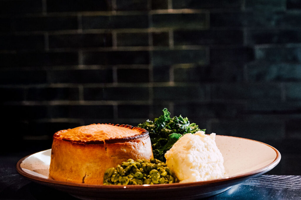 Pie, mash and peas